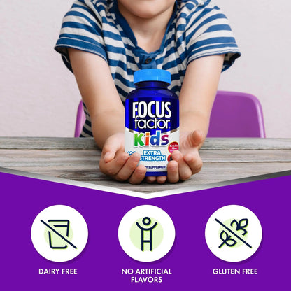Focus Factor Kids Extra Strength Daily Chewable for Brain Health Support, 120 Count – Vitamins - Quality Formula Focus Factor
