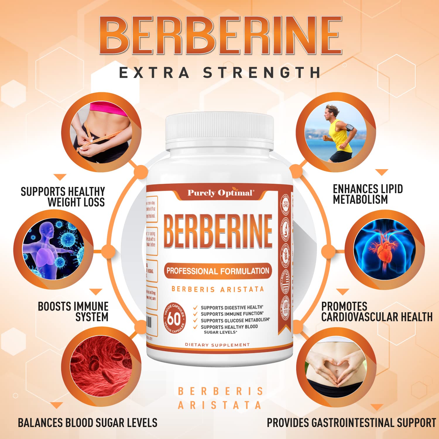 Purely Optimal Premium Berberine Supplement - 1200mg Berberine HCl, Non-GMO Purely OptimalBuy Supplements Australia