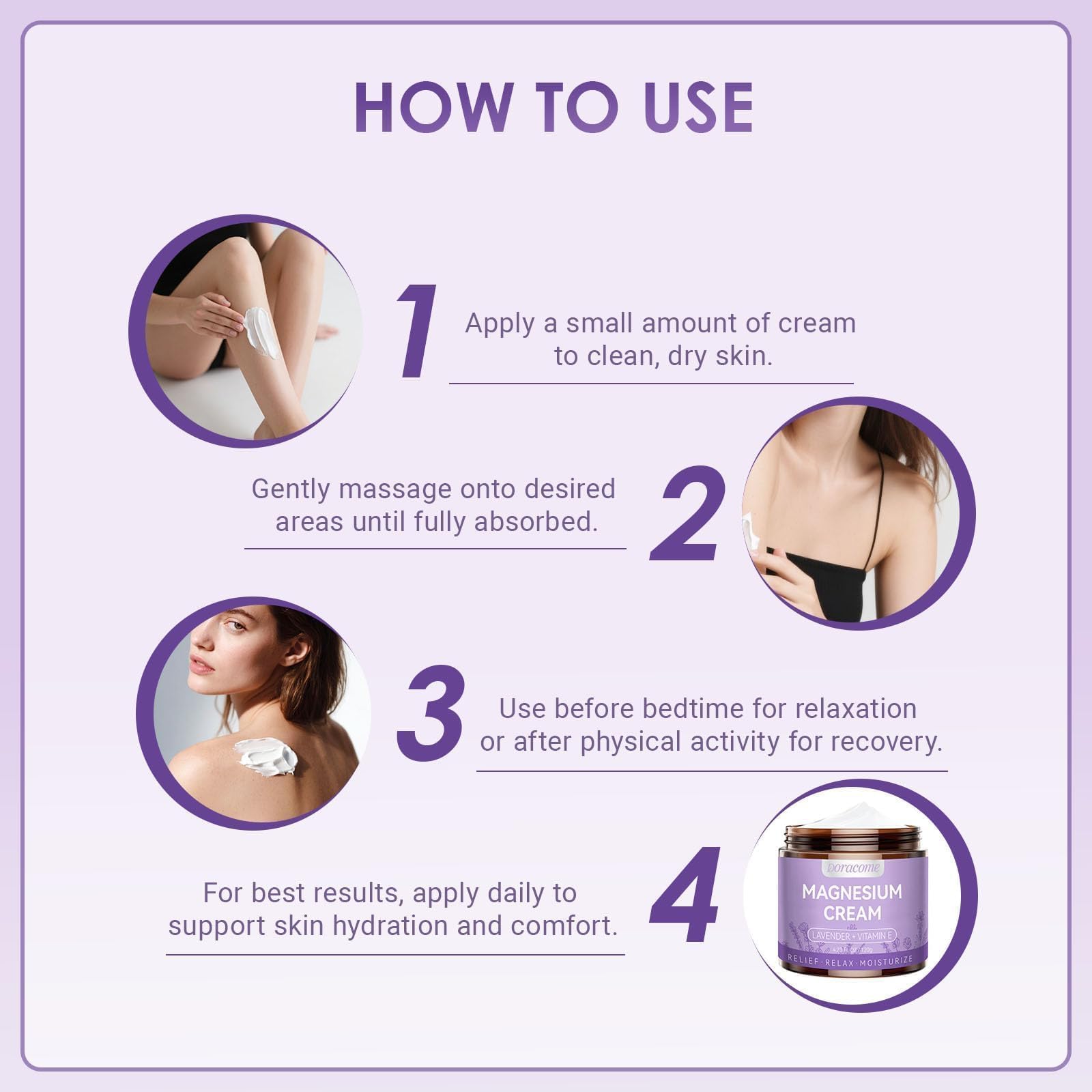 Doracome Magnesium Moisturizing Cream for Muscle Relief, Sleep Support and Stress Relief, Fast-Absorbing Formula,Skin Friendly,Lightly Scented DoracomeBuy Supplements Australia