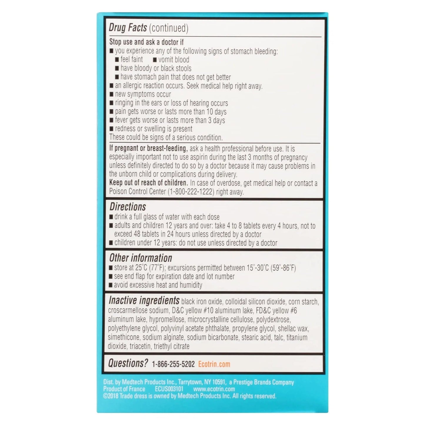 Ecotrin Low Strength Safety Coated Aspirin | NSAID | 81mg | 365 Tablets (2 Pack) EcotrinBuy Supplements Australia