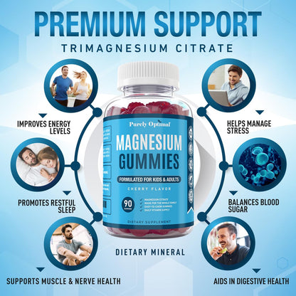 Premium Magnesium Gummies Kids & Adults - Magnesium Citrate for Digestion Support Purely OptimalBuy Supplements Australia