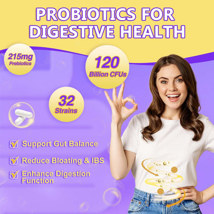 Probiotics for Women & Men Digestive Health，120 Billion CFUs, Prebiotics and Probiotics DRFOSTERBuy Supplements Australia