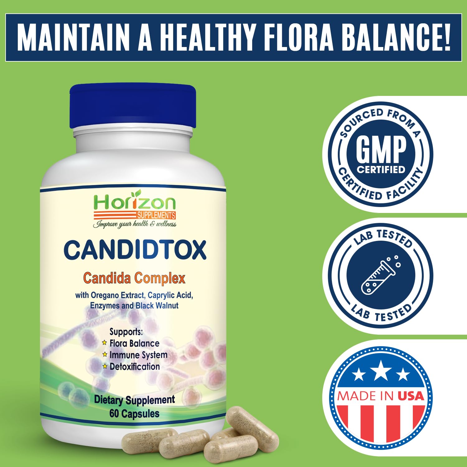 Candida Cleanse Support and Detox with Natural Herbs, probiotics and Oregano Oil Horizon SupplementsBuy Supplements Australia
