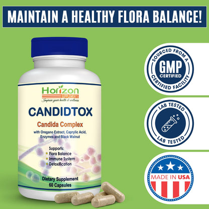 Candida Cleanse Support and Detox with Natural Herbs, probiotics and Oregano Oil Horizon SupplementsBuy Supplements Australia