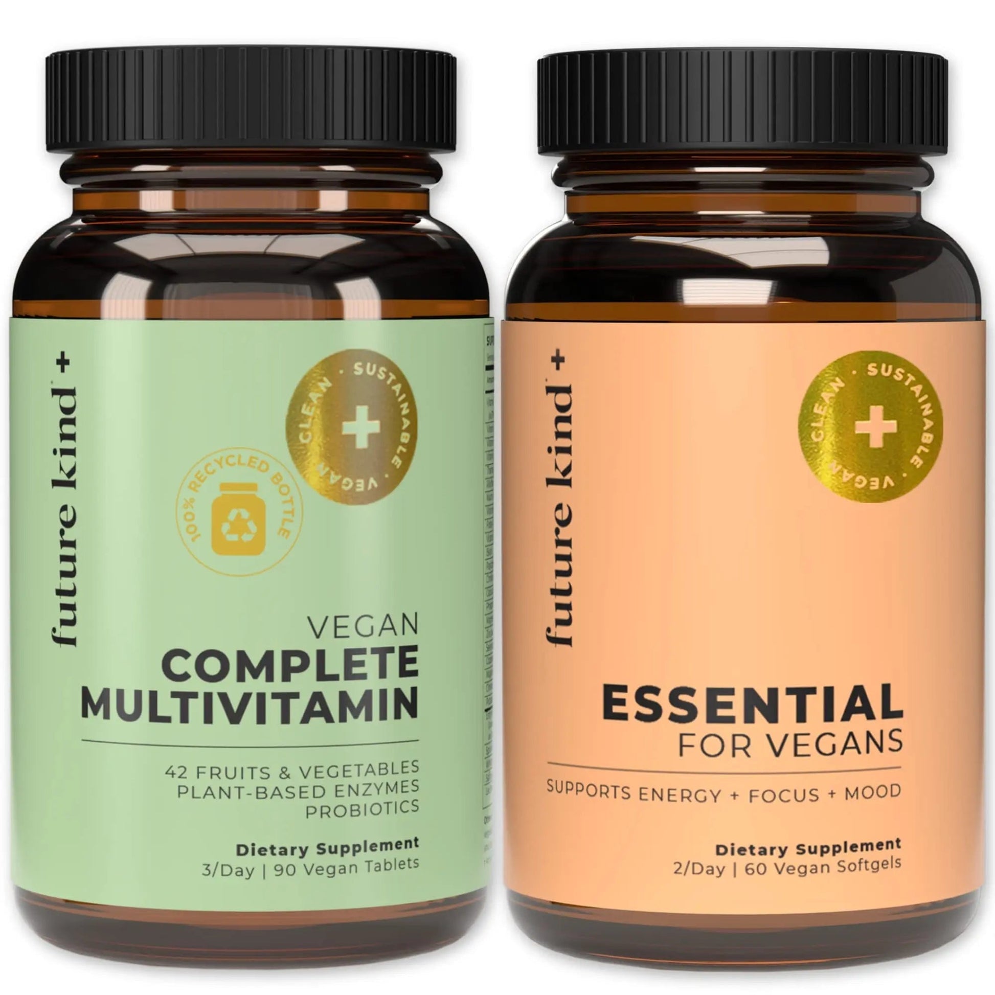 Future Kind Multivitamin Bundle - Vegan Complete Multivitamin and Vegan Essential Multivitamin - Vegan Vitamin B12, Omega 3, and Vitamin D3 - Complete Multivitamin, 42 Vitamins in 1 for Men and Women Future KindBuy Supplements Australia