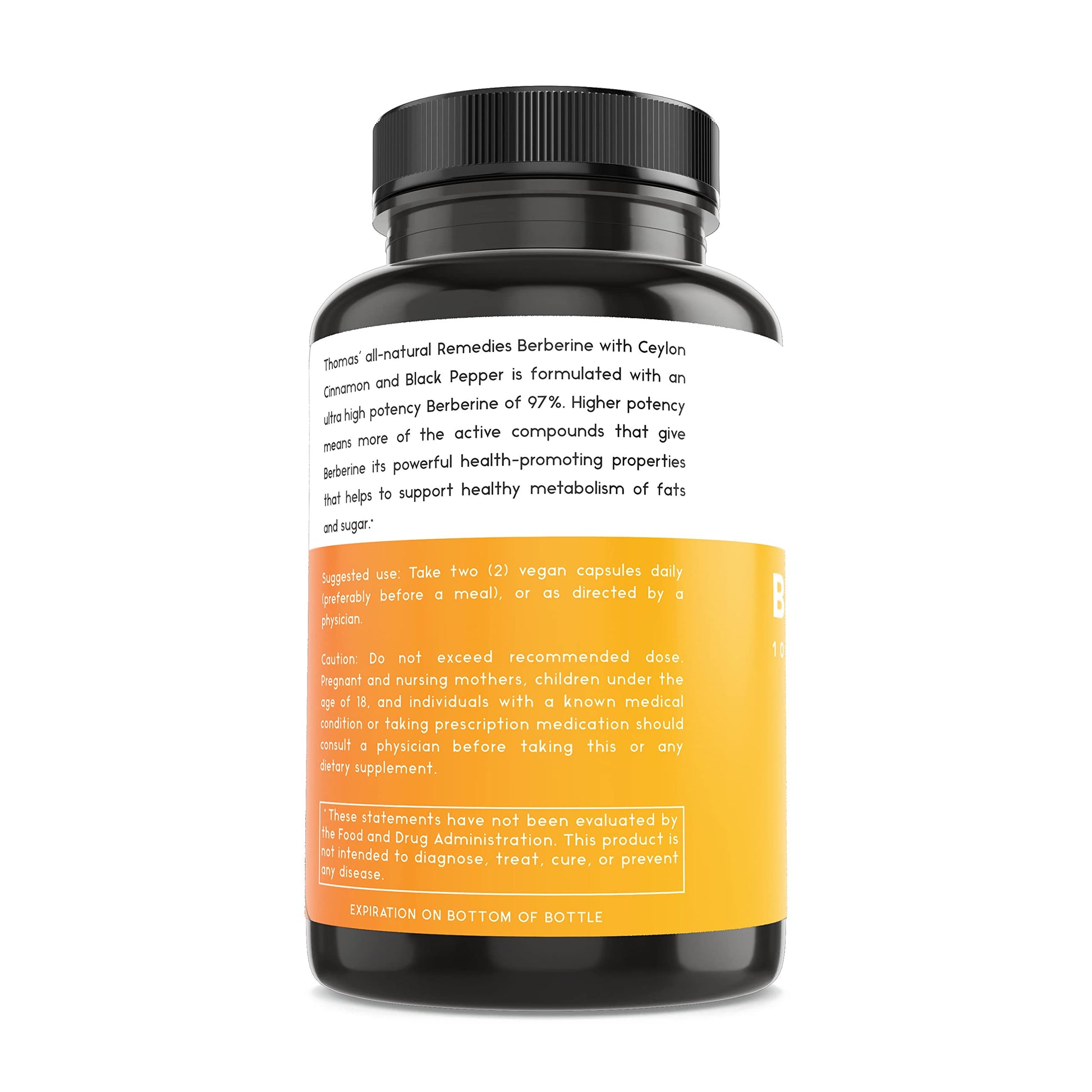 Thomas' all-natural Remedies Berberine 500mg (1000mg Per Serving)- 120 Vegan Capsules Thomas' all-natural RemediesBuy Supplements Australia