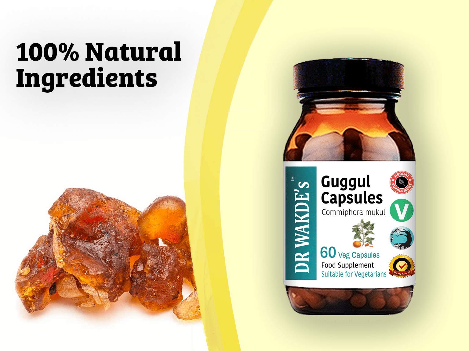 DR WAKDE'S Guggul Capsules (Mukul Myrrh, Commiphora Mukul, 60 Veg Caps, Plant-Based Supplement, Ayurvedic Herb, All Natural, Vegan) DR WAKDE'sBuy Supplements Australia