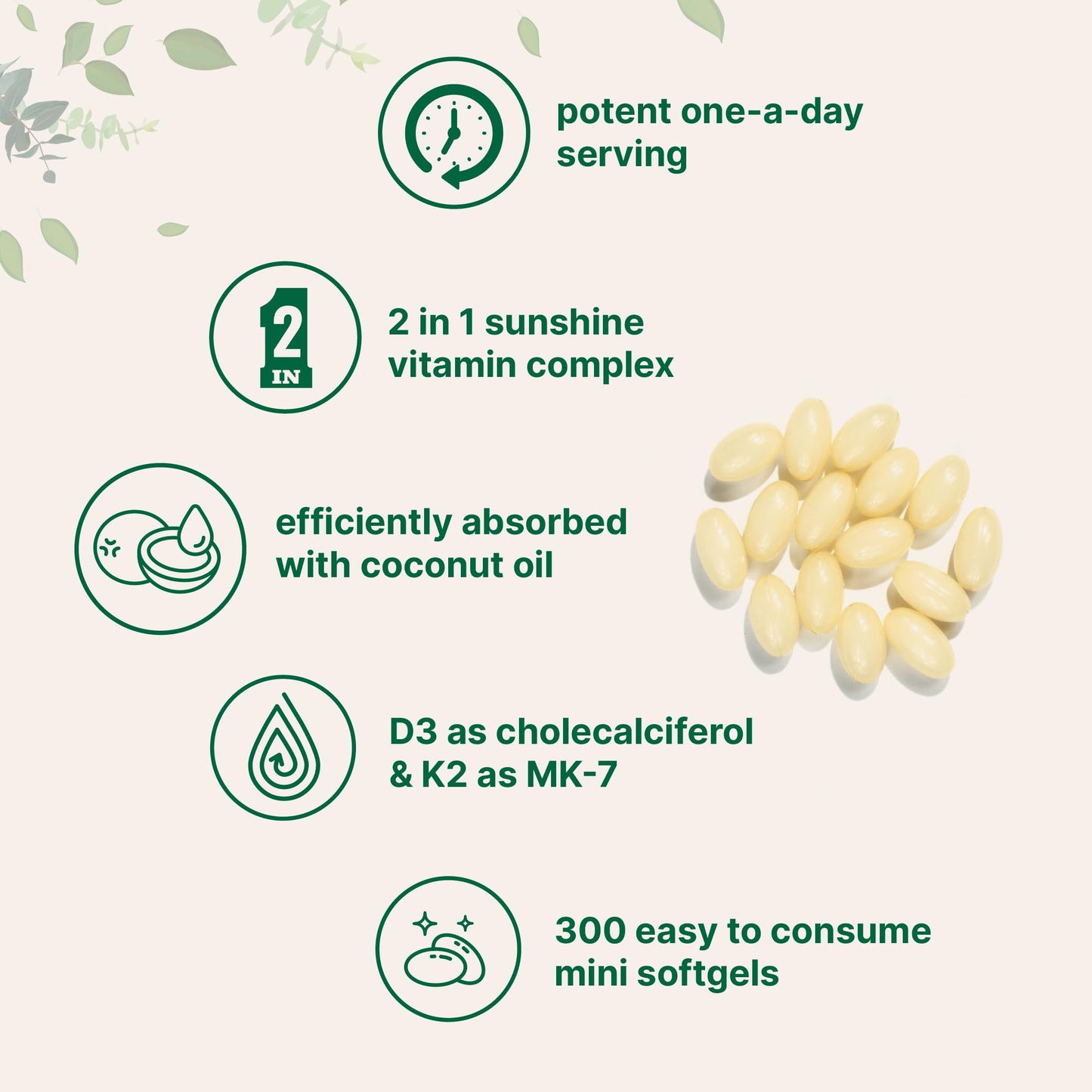 Vitamin D3 5000 IU Plus K2 (MK-7) 100 mcg, 300 Virgin Coconut Oil Softgels Micro IngredientsBuy Supplements Australia