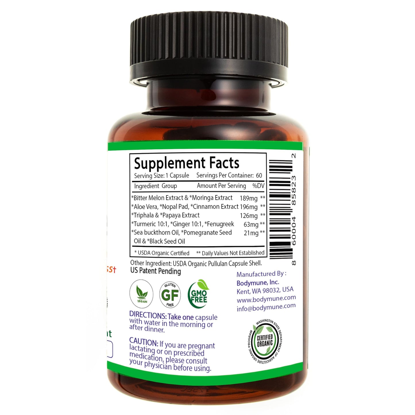 Bodymune USDA Organic Blood Sugar Blend | Supports Healthy Metabolism* | with Bitter Melon, Moringa, Aloe Vera, Nopal, Papaya Extracts & More | 60-Day Supply | Vegan & Non-GMO | USA-Made BodymuneBuy Supplements Australia