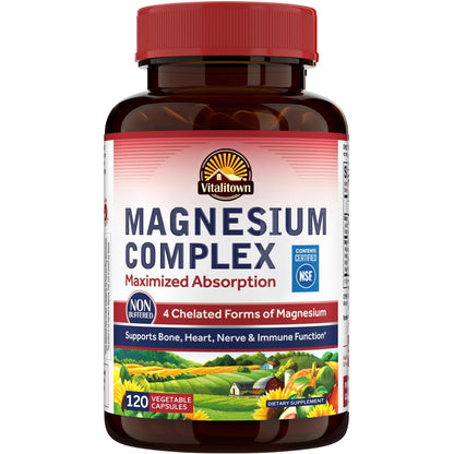 Vitalitown Magnesium Complex Supplement 500mg - NSF Certified Magnesium Glycinate, Malate, Taurate & Citrate - Chelated High Absorption & Gentle on Stomach