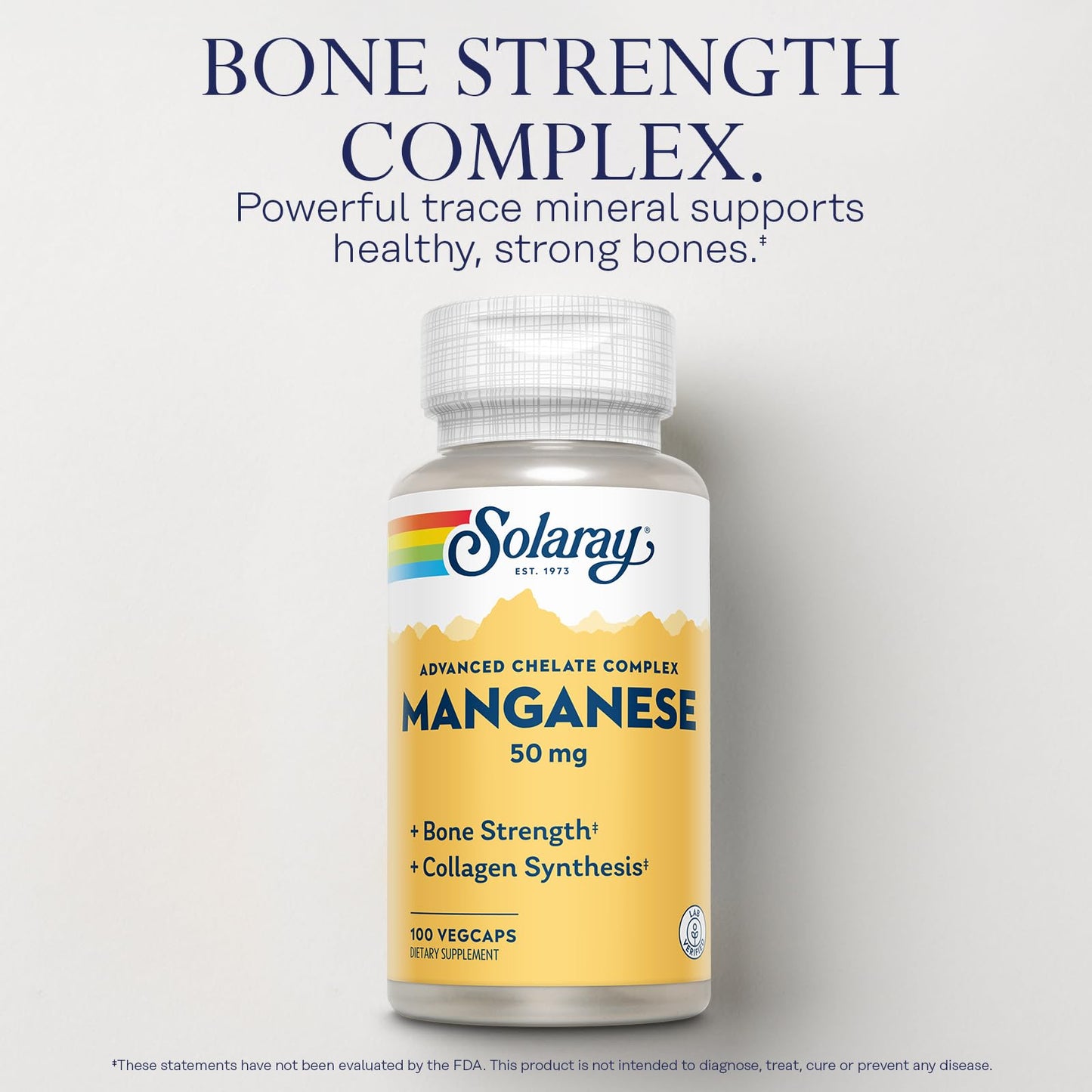 SOLARAY Manganese Supplement 50 mg - Essential Trace Minerals - Advanced Trace Mineral Supplements for Bone Strength and Bone Health Support - Lab Verified, 60-Day Guarantee, 100 Servings, 100 VegCaps SOLARAYBuy Supplements Australia