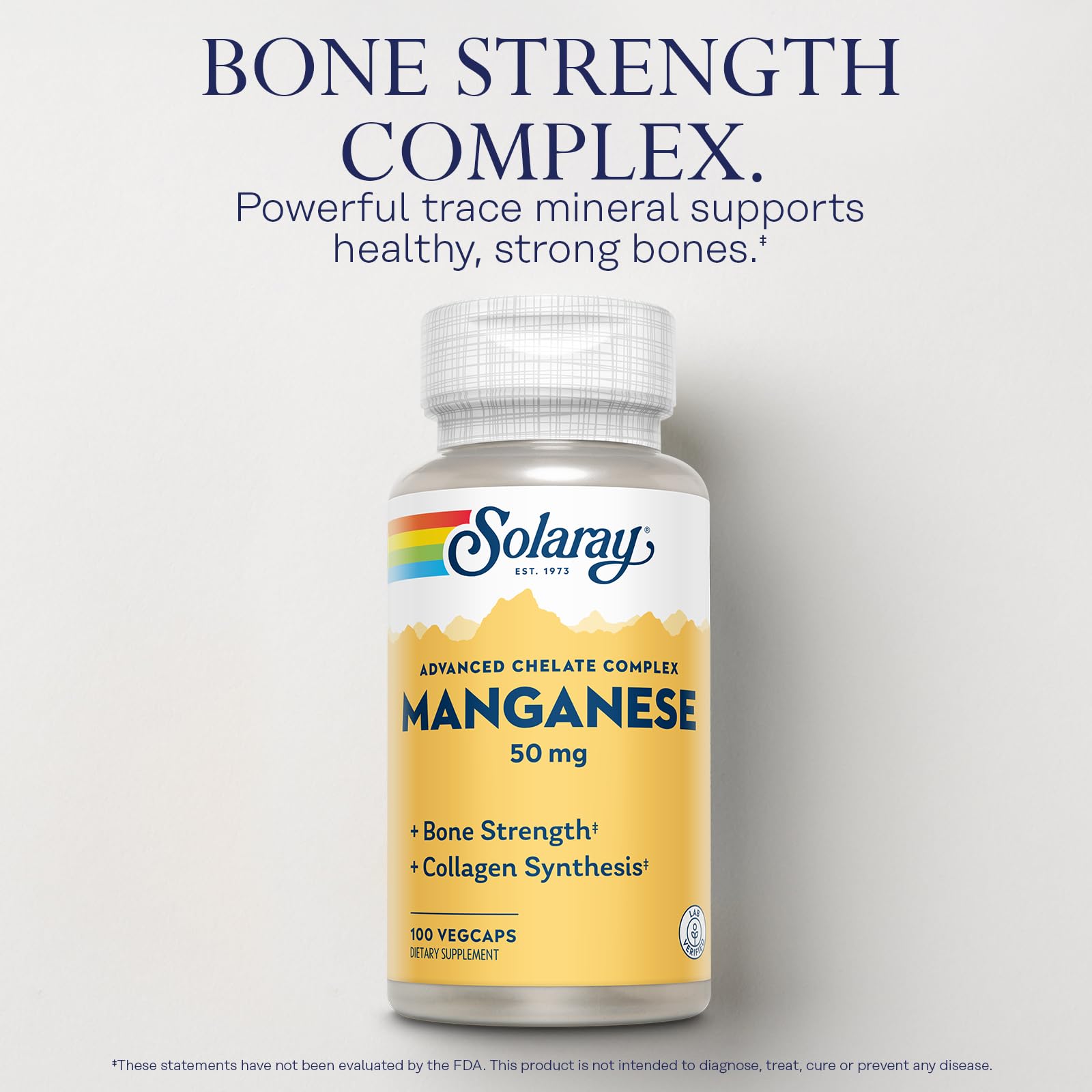 SOLARAY Manganese Supplement 50 mg - Essential Trace Minerals - Advanced Trace Mineral Supplements for Bone Strength and Bone Health Support - Lab Verified, 60-Day Guarantee, 100 Servings, 100 VegCaps SOLARAYBuy Supplements Australia