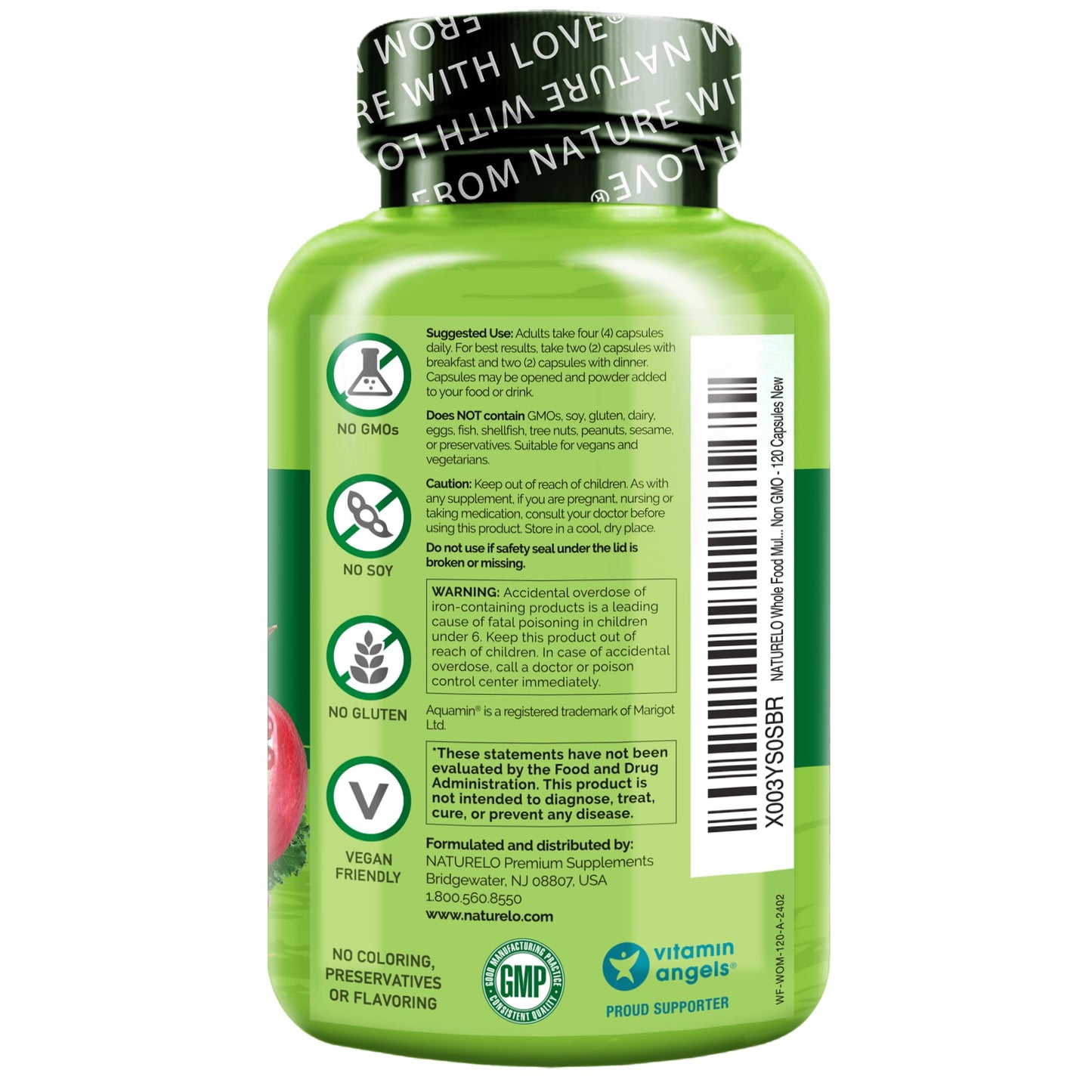 NATURELO Whole Food Multivitamin for Women - with Vitamins, Minerals, & Organic Extracts - Supplement for Energy and Heart Health