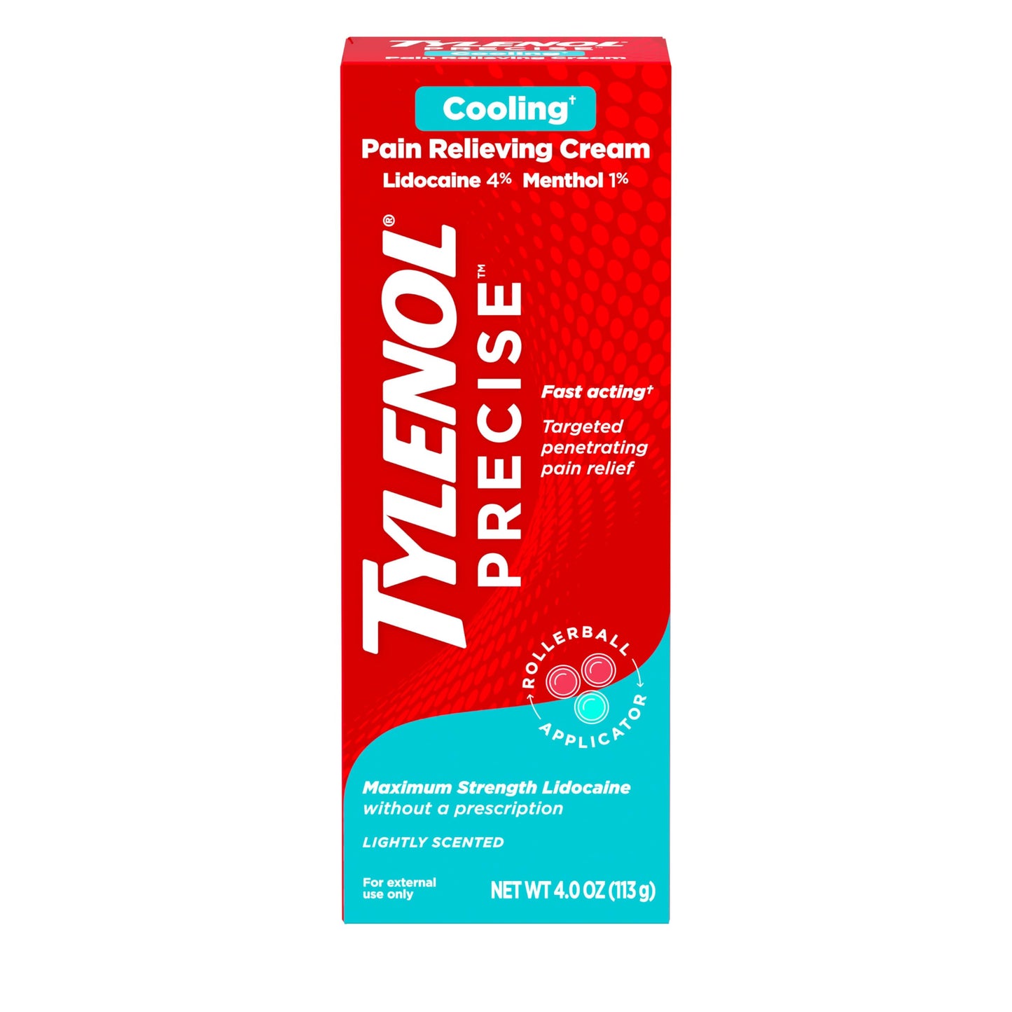 Tylenol Precise Cooling Cream, Strong Pain Relief with Fast-Acting Sensation, 4% Lidocaine, 1% Menthol, Maximum OTC Strength Relief for Back, Muscle & Joint, Numbing Cream Rollerball Applicator, 4 oz TylenolBuy Supplements Australia