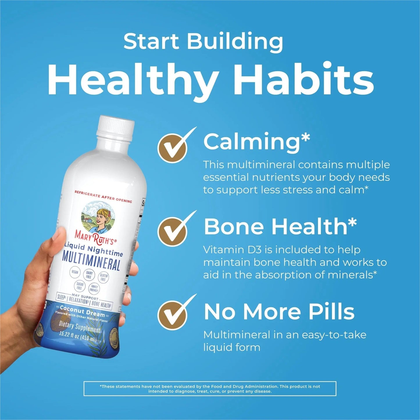 MaryRuth's Multivitamin Gummies for Women (Strawberry) & Liquid Nighttime Multimineral (Coconut, 15.22oz) | Clean Label Project Verified MARYRUTH'S
