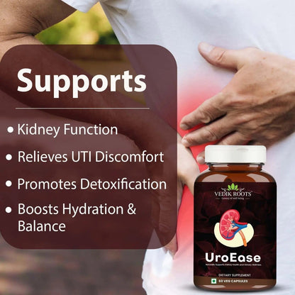VEDIKROOTS UroEase | Ayurvedic Herbal Supplement for Kidney Health & Uric Acid Levels | Supports Urinary Tract Health | 60 Veg Capsules VEDIKROOTSBuy Supplements Australia