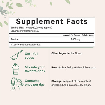 Micro Ingredients Taurine Powder Supplement | 1 KG, 2000mg Per Serving | Unflavored | 100% Pure, Easily Absorbed Free Form | Essential Amino Acids for Exercise, Energy, & Heart Support Micro IngredientsBuy Supplements Australia