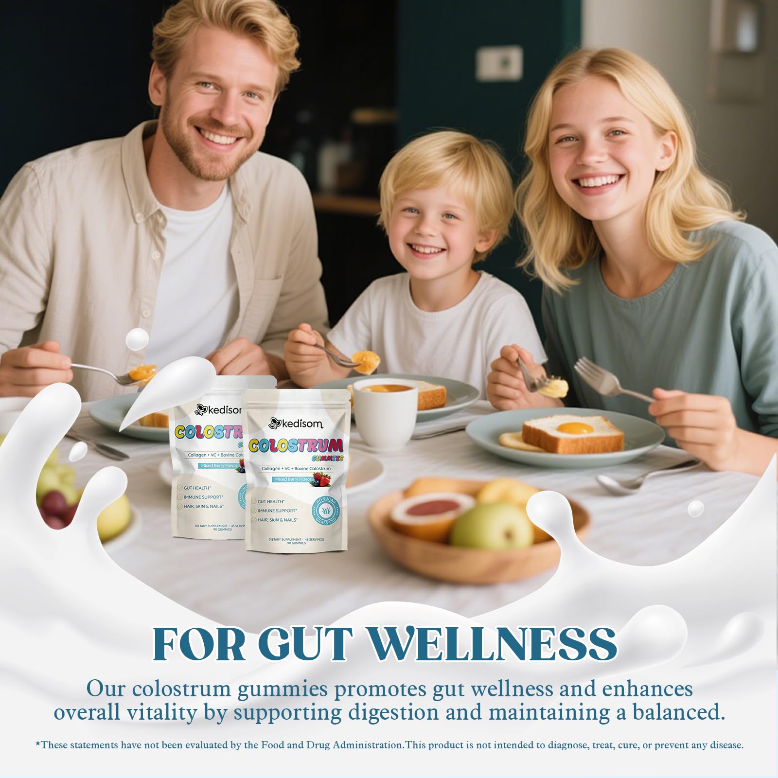 KEDISOM Colostrum Gummies, Grass Fed Colostrum Supplement, 90 Bovine Colostrum Gummies, 45 Servings, Mixed Berry, Sugar-Free KEDISOMBuy Supplements Australia