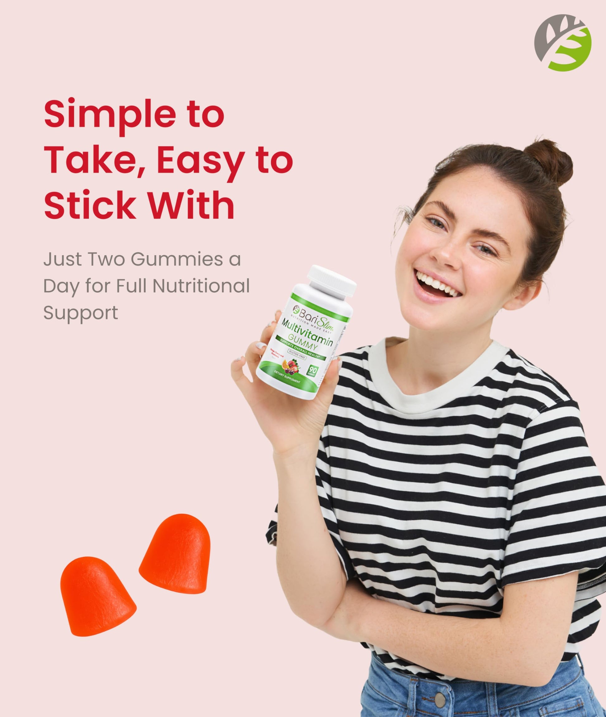 BariSlim Bariatric Chewable Multivitamin Gummies - Specially Formulated Gummy Vitamin for Patients After Weight Loss Surgery - Easy to Digest BariSlimBuy Supplements Australia