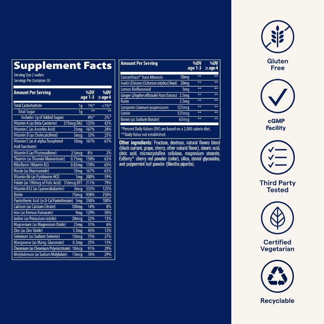 Trace Minerals Complete Children's Chewable - Gluten-Free Multivitamin for Kids - Chewable Multivitamin Supplement to Support Health & Development - 60 Chewable Wafers (30 Servings) Trace MineralsBuy Supplements Australia