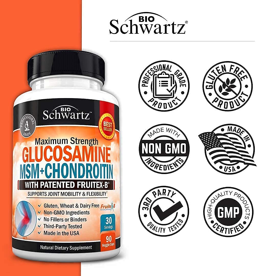 Glucosamine Chondroitin MSM 2110mg - Joint Support Supplement with Turmeric BioSchwartzBuy Supplements Australia