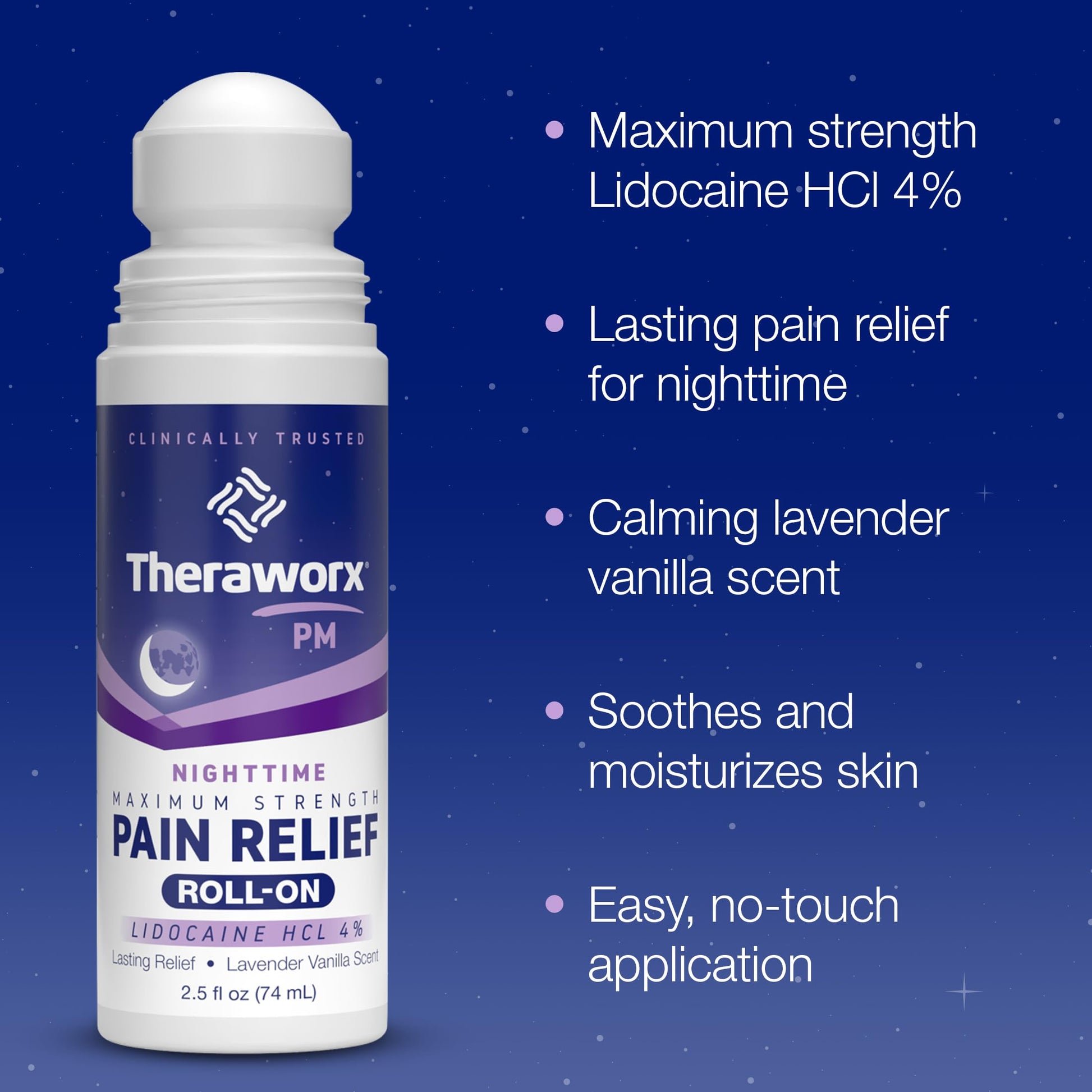 Theraworx Nighttime Maximum Strength Pain Relief Roll-on with Lidocaine – 2.5 oz - 2 Count TheraworxBuy Supplements Australia