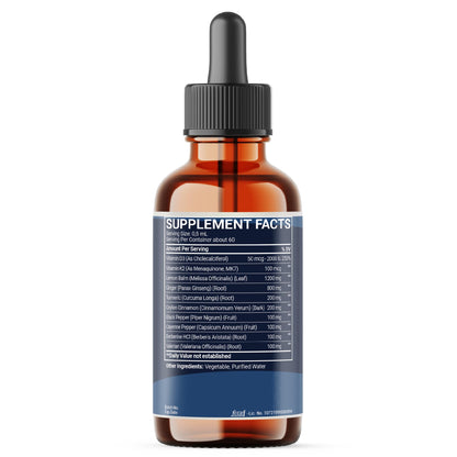 10in1 Lemon Balm Liquid Drops Blend Includes Vitamin D3, Vitamin K2, Lemon Balm, Ginger, Turmeric, Ceylon Cinnamon, Black Pepper, Cayenne Pepper, Berberine, Valerian Root - 1 FL Oz - 2 Month Supply MeciscoBuy Supplements Australia