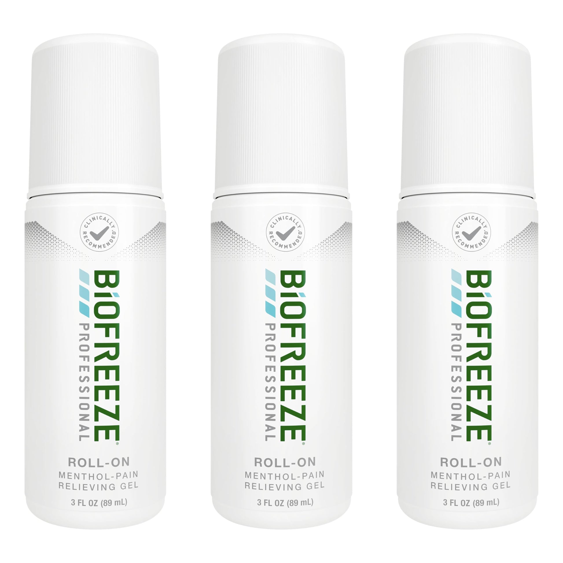 Biofreeze Professional Pain Relief Roll On, Travel Size Arthritis Discomfort Reliever, Fast Acting & Long Lasting Formula, Cooling Menthol Gel 3 Fl Oz (Pack of 3) BiofreezeBuy Supplements Australia
