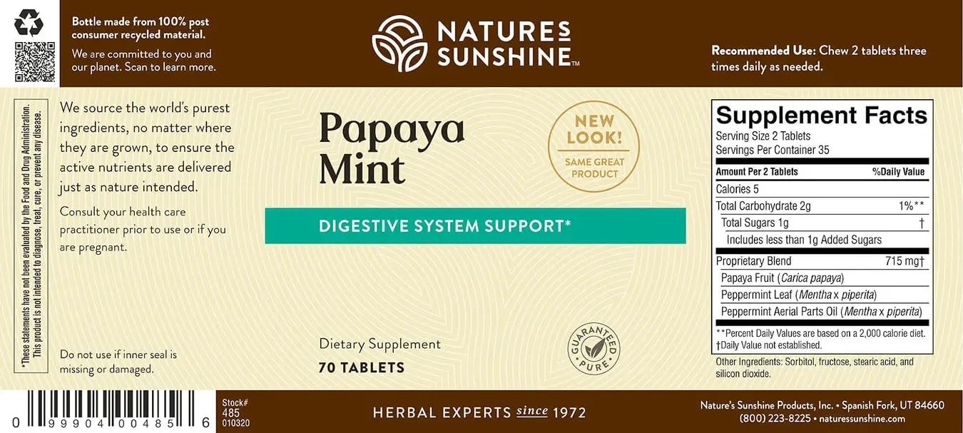 Papaya & Peppermint by Nature's Sunshine Nature's SunshineBuy Supplements Australia
