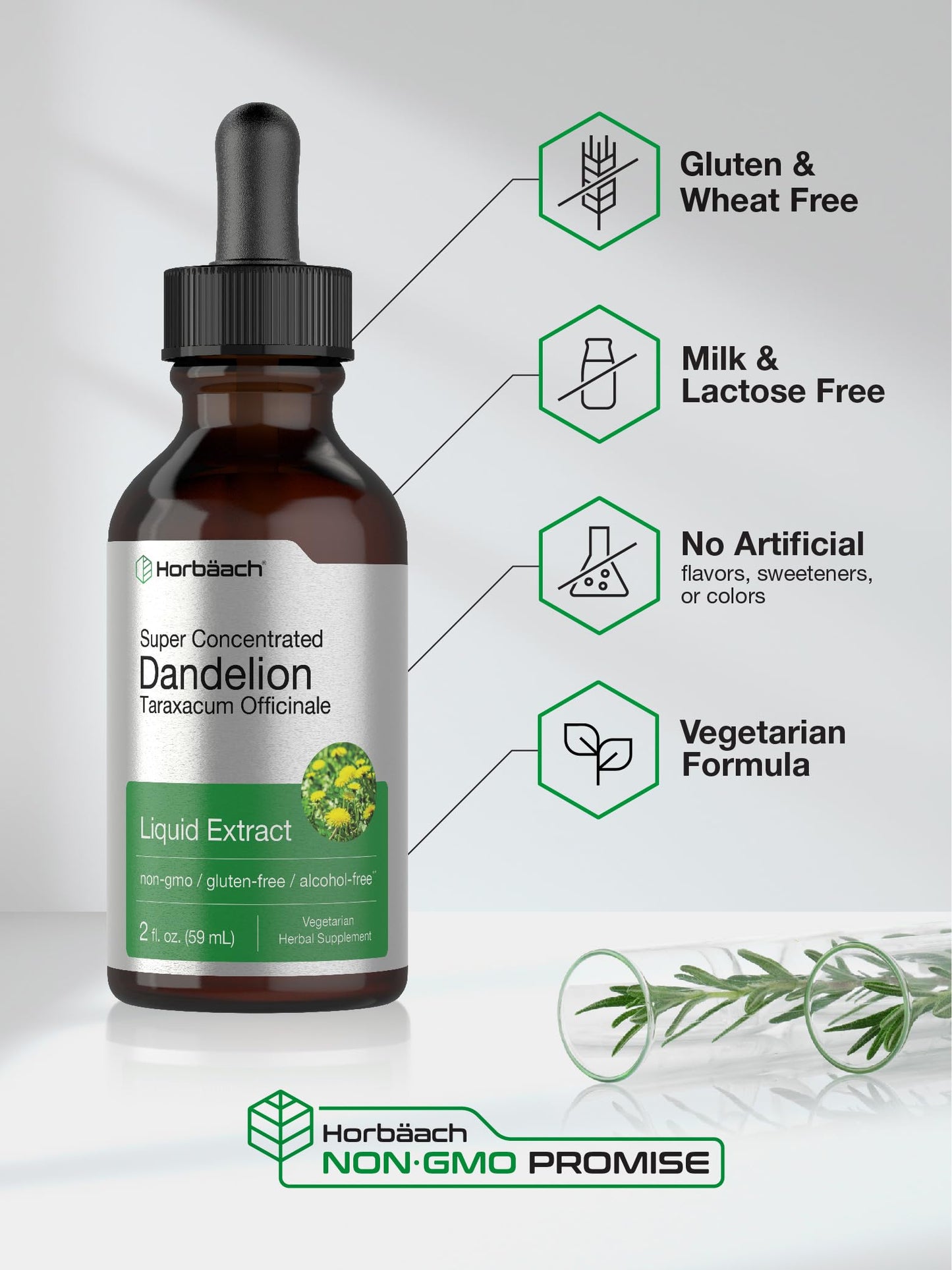Dandelion Root Extract | 2 fl oz | Super Concentrated | Alcohol Free Liquid Tincture HorbäachBuy Supplements Australia