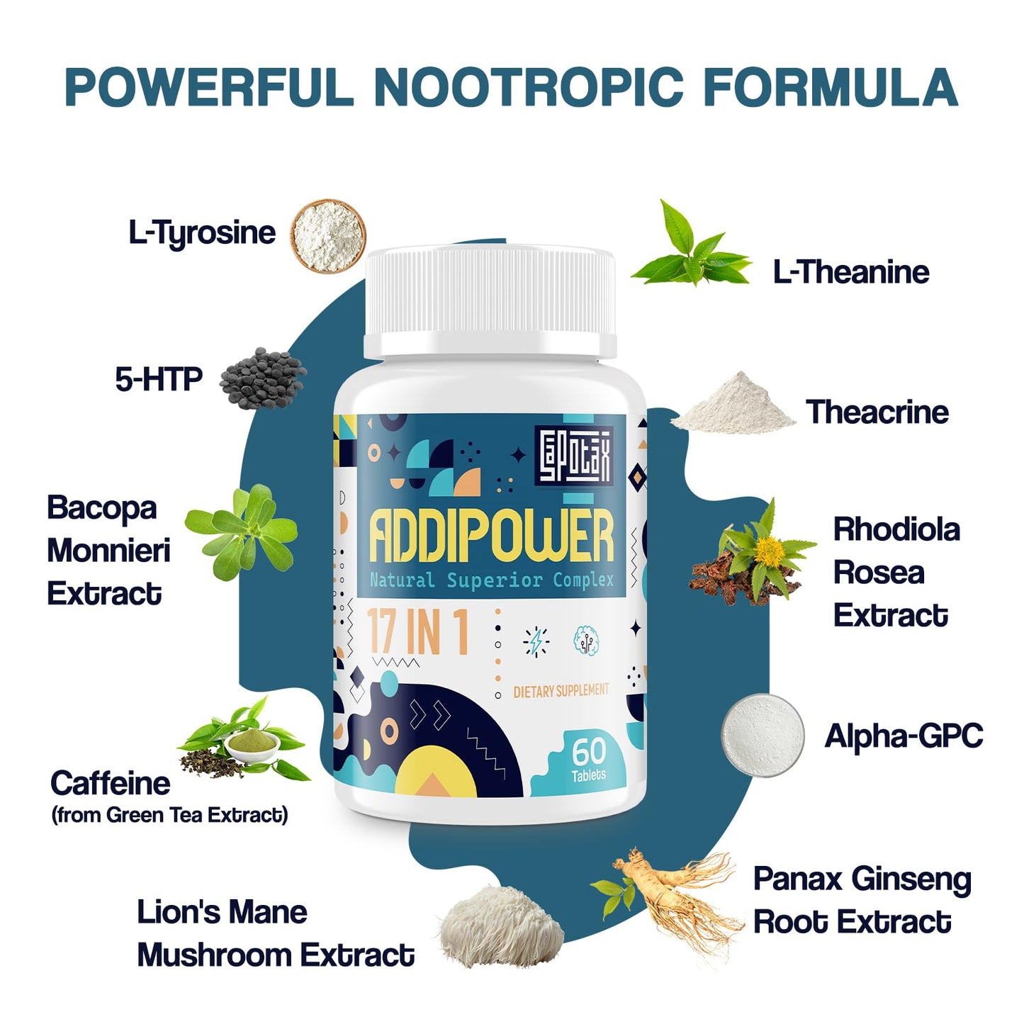 17-in-1 Brain Supplement for Memory and Focus | Nootropic Brain Supplement for Mental Clarity, Concentration, Alertness | Natural Nootropics with Herbal Extracts, Vitamins & Amino Acids (60 Tablets) SapotaxBuy Supplements Australia