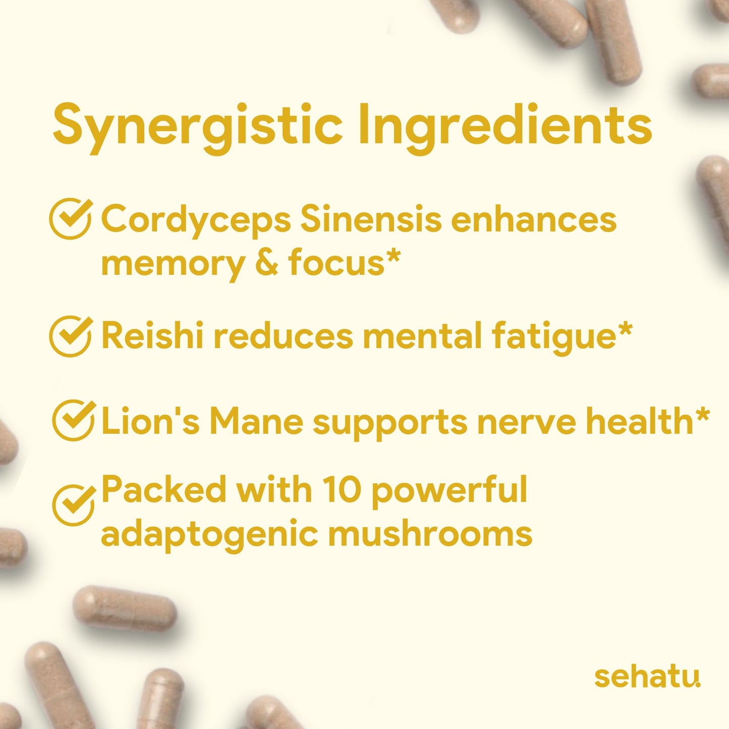 SEHATU Clarity Plus Cognitive Wellness Supplement | Packed with 10 Powerful Adaptogenic Mushrooms | Clear Brain Fog and Support Mental Clarity | 60 Count | 30 Day Supply SEHATUBuy Supplements Australia