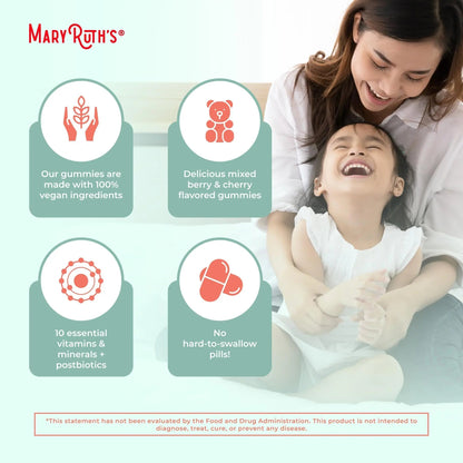 MaryRuth Organics Toddler Multivitamin Gummies + Postbiotics | USDA Organic | Vitamins for Kids Ages 2+ | Immune Support | Vitamin C | MaryRuth OrganicsBuy Supplements Australia
