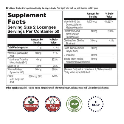 KAL GABA L-Theanine Stress B Lozenge, B Complex Vitamin Supplement, Healthy Relaxation, Mood & Focus Support KALBuy Supplements Australia