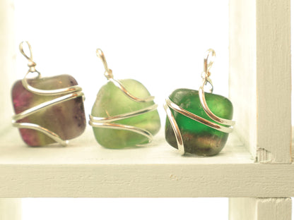 Shelf and Stone Rainbow Fluorite Wire Wrapped Pendant - Dark Hued Fluorite Crystal Necklace Shelf and StoneBuy Supplements Australia