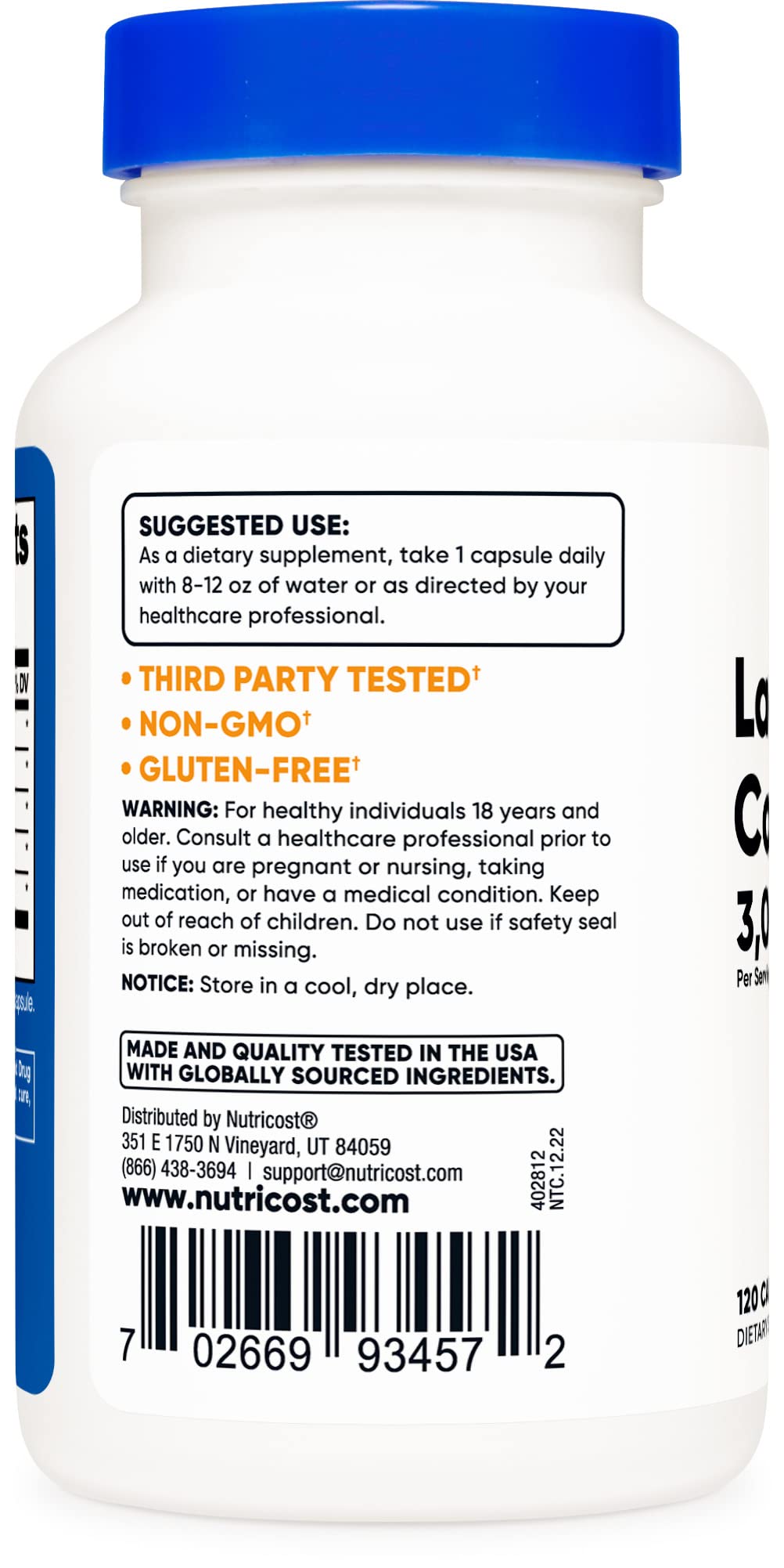Nutricost Lactase Enzyme Complex 3,000 FCC ALU, 120 Vegetarian Capsules - Non-GMO NutricostBuy Supplements Australia