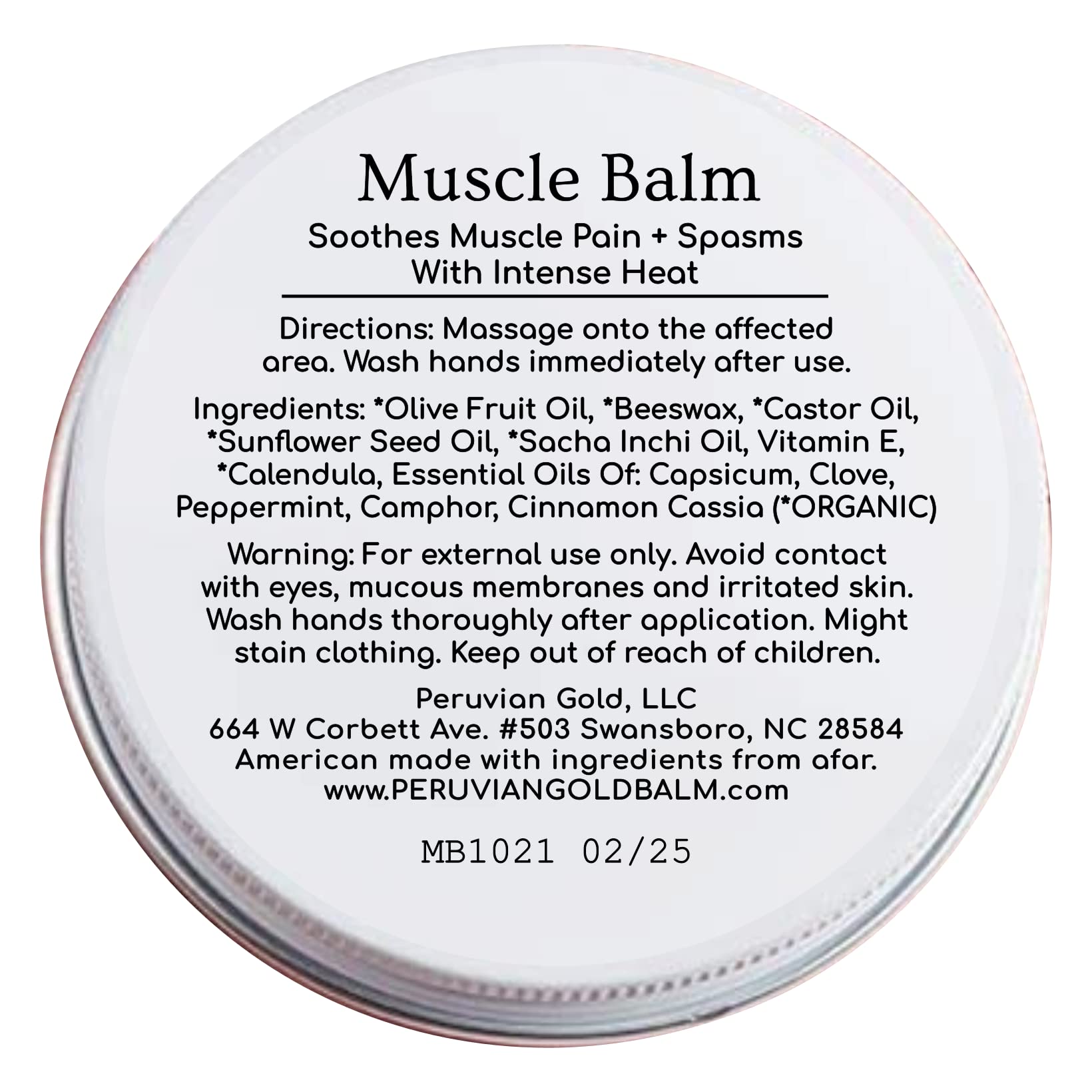 Sore Muscle Balm - Peruvian Gold Intense Heat Therapy Muscle Rub. 500K Scoville Heat Units Melts Away Sore, Painful Muscles. 2oz Peruvian GoldBuy Supplements Australia