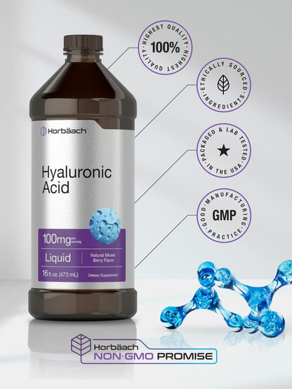 Liquid Hyaluronic Acid Supplement | 100 mg | 16 oz | Mixed Berry Flavor | Non-GMO HorbäachBuy Supplements Australia