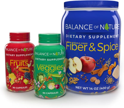 Balance of Nature Whole Health System - Whole Food Fruits & Veggies and Fiber & Spice Supplements - 30 Servings Each Balance of NatureBuy Supplements Australia