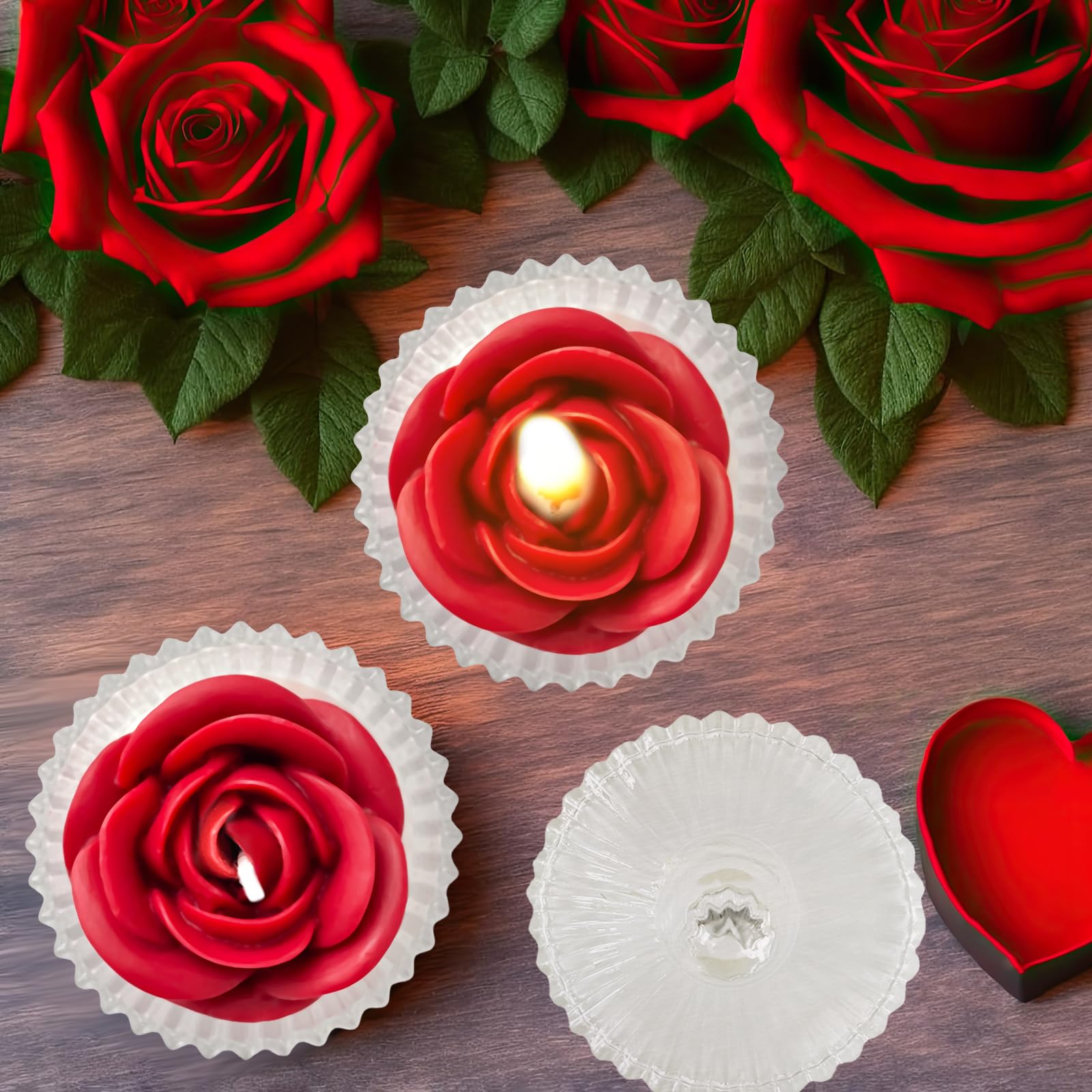 Red Rose Candle in Rippled Glass Jar for Valentine's Day Gifts, English Pear& Freesia Scented Candles PeytangerBuy Supplements Australia