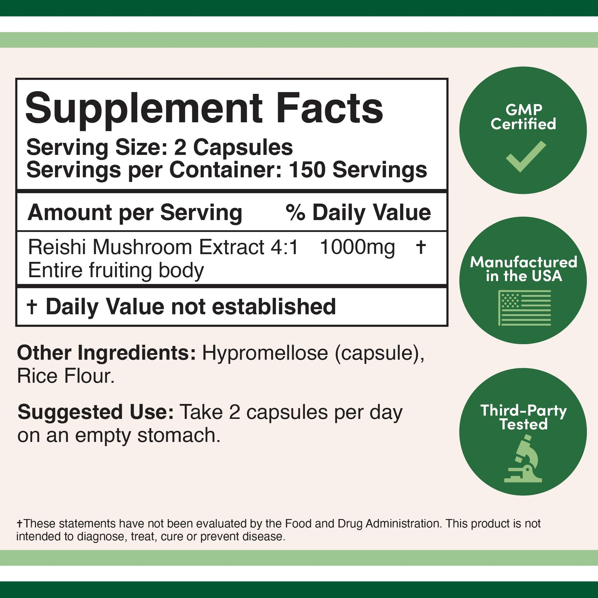 Reishi Mushroom Capsules (4:1 Ganoderma Extract, 1,000mg Red Reishi Powder Servings) Double Wood SupplementsBuy Supplements Australia