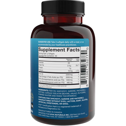 Viva Naturals Triple Strength Omega 3 Fish Oil Supplement - 2200 mg Wild Caught Viva NaturalsBuy Supplements Australia