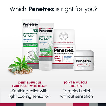 Penetrex Soothing Joint & Muscle Pain Relief Cream with Hemp - Deep Penetrating Menthol, Arnica and Hemp for Soothing, Hydrating Relief - Non-Greasy, Easy to Apply, Pleasant Scent- 2oz Squeezable Tube PenetrexBuy Supplements Australia