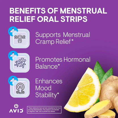 AVID Playboy - Menstrual Relief PMS Oral Strips (30 Edible Strips) Fast Dissolving PMS Cramp Relief & Hormonal Balance Strips for Women - Lemon Ginger Flavored Multi-Benefit PMS Supplement for Women AvidBuy Supplements Australia