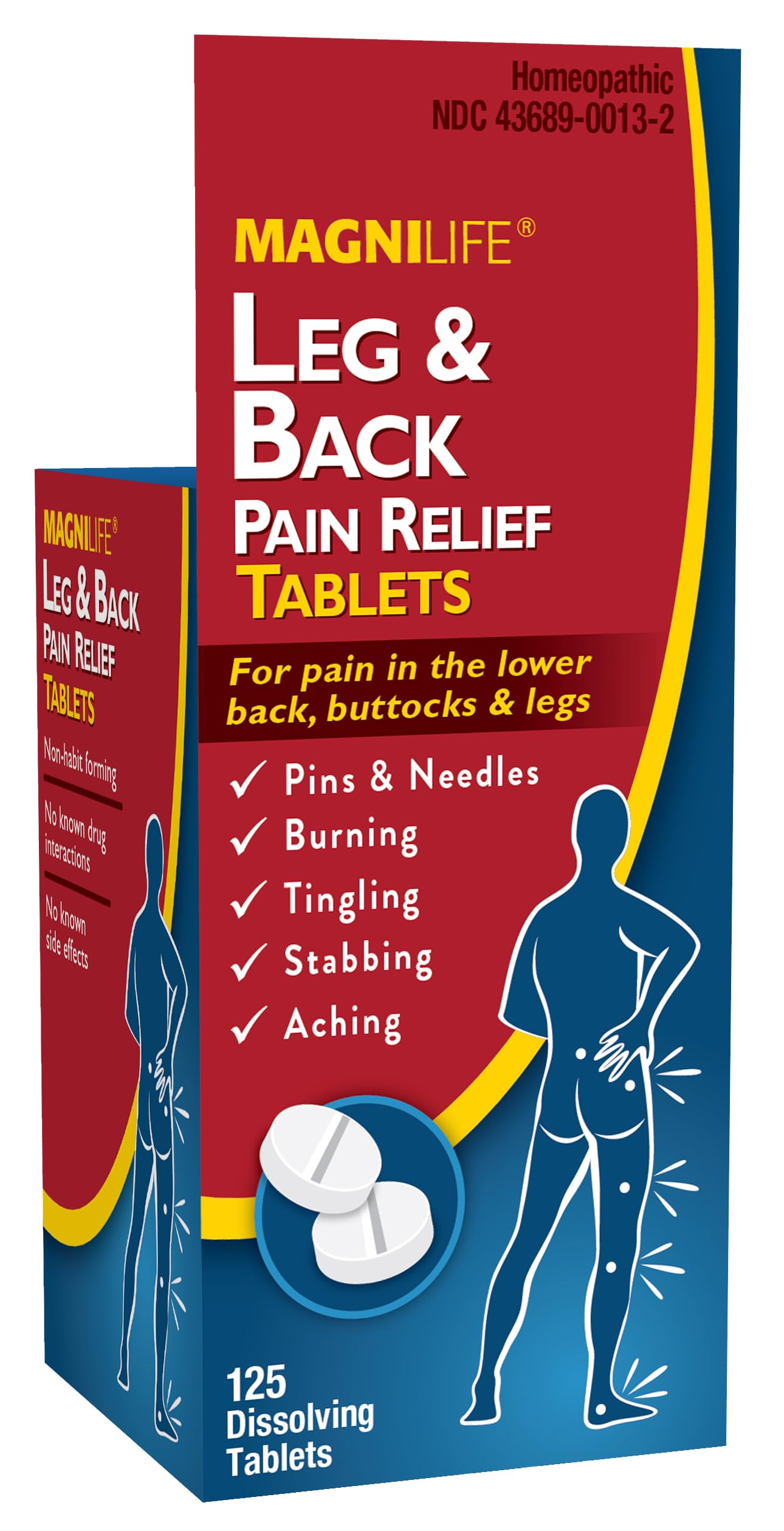 MagniLife Leg & Back Pain Relief Tablets,125 Ct, Fast-Acting Pain Relief Naturally Soothes Burning, Tingling & Stabbing Aches, Symptomatic or Preventative, Non-Habit Forming Quick-Dissolve Tablets MagniLifeBuy Supplements Australia