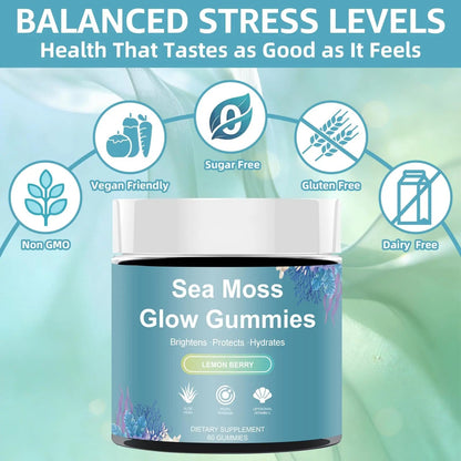 HICFRWE Sea Moss Glow Gummies - Hair Gummies with Vitamin C, Vitamin E, Aloe Vera, Pearl Powder Supports Faster Hair Growth HICFRWEBuy Supplements Australia