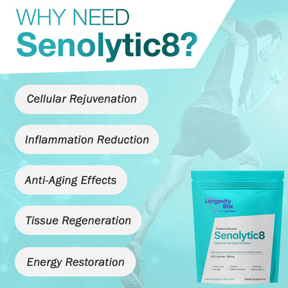 Senolytic Anti-Aging Supplement | Fisetin, Quercetin,NAC, Gamma Tocotrienols | 8-in-1 Cellular Regeneration & Longevity Formula | Boost Energy, Mental Clarity & Healthspan | 120 Vegan Capsules Longevity BoxBuy Supplements Australia